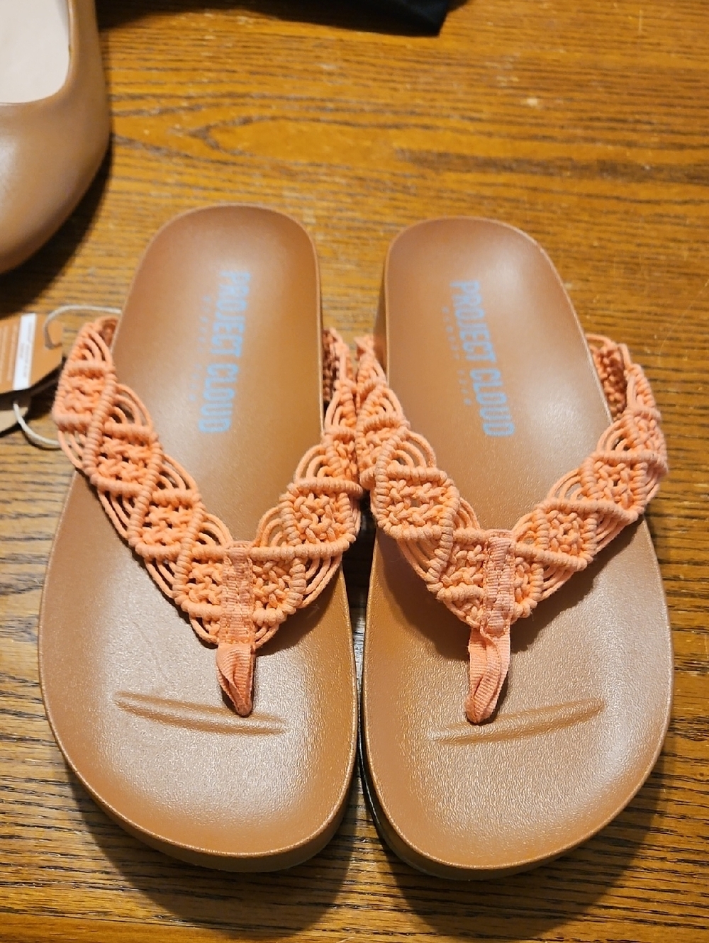 Women's Coral Macramé Thong Sandals
